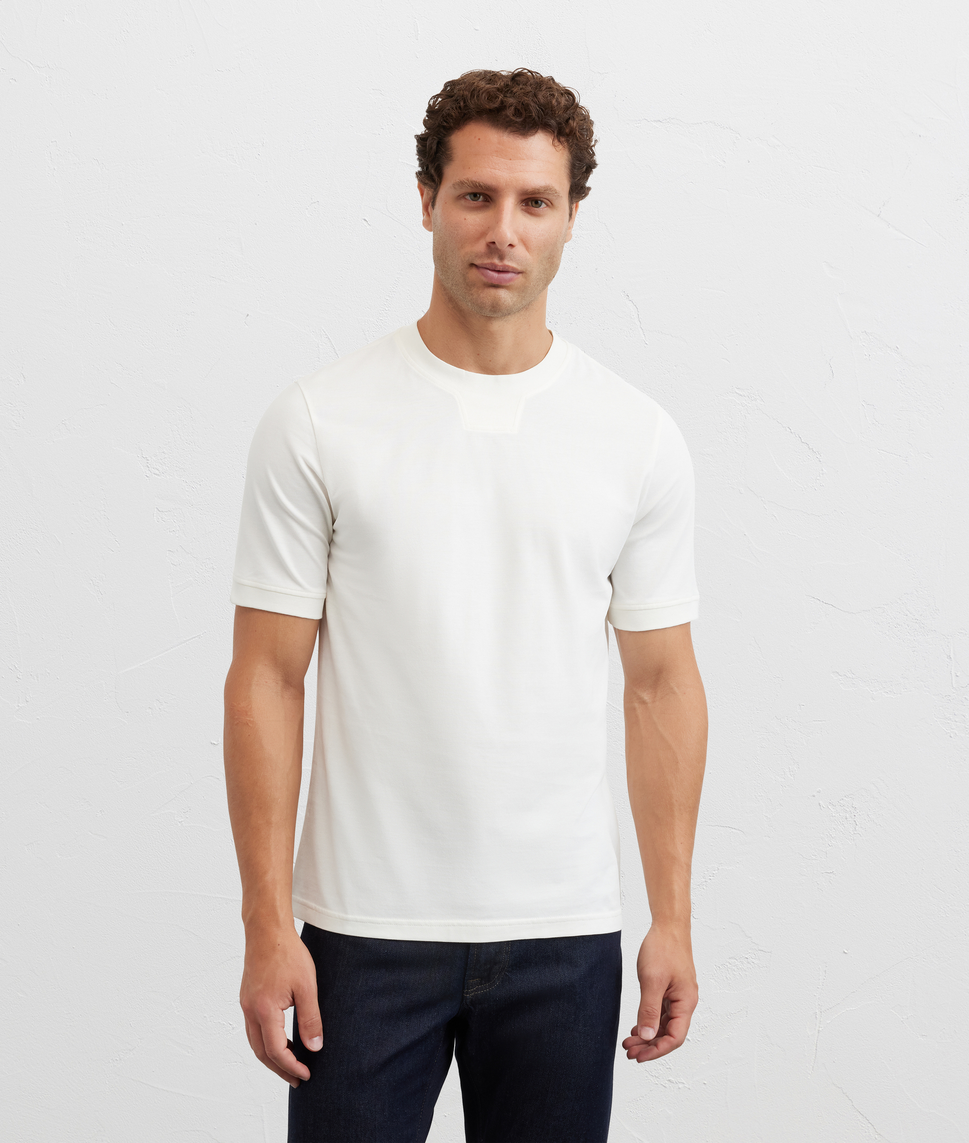 t-shirt in cotone piquet bianco - Pal Zileri | Official Website