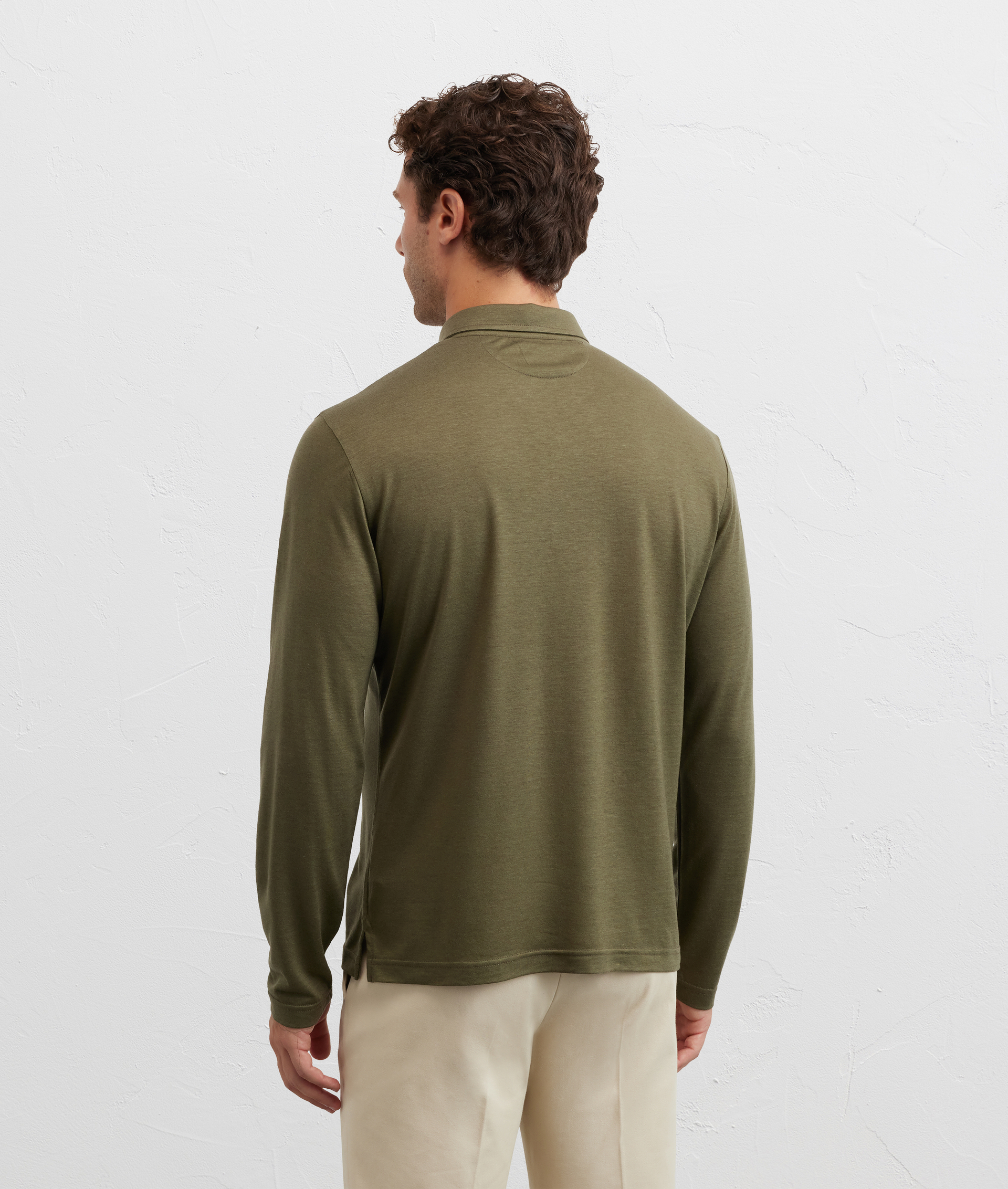 polo in jersey a maniche lunghe in lyocell e lana verde - Pal Zileri | Official Website