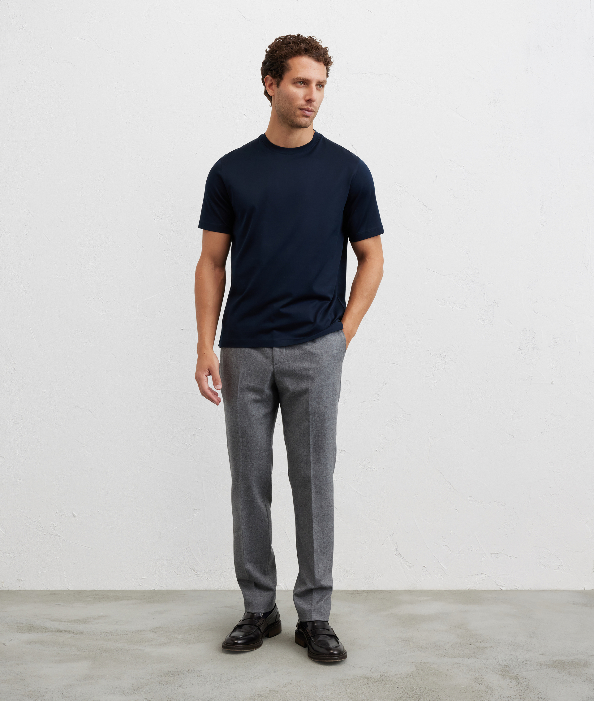 t-shirt in cotone mercerizzato regular fit blu navy - T-Shirts e Polo - Pal Zileri | Official Website