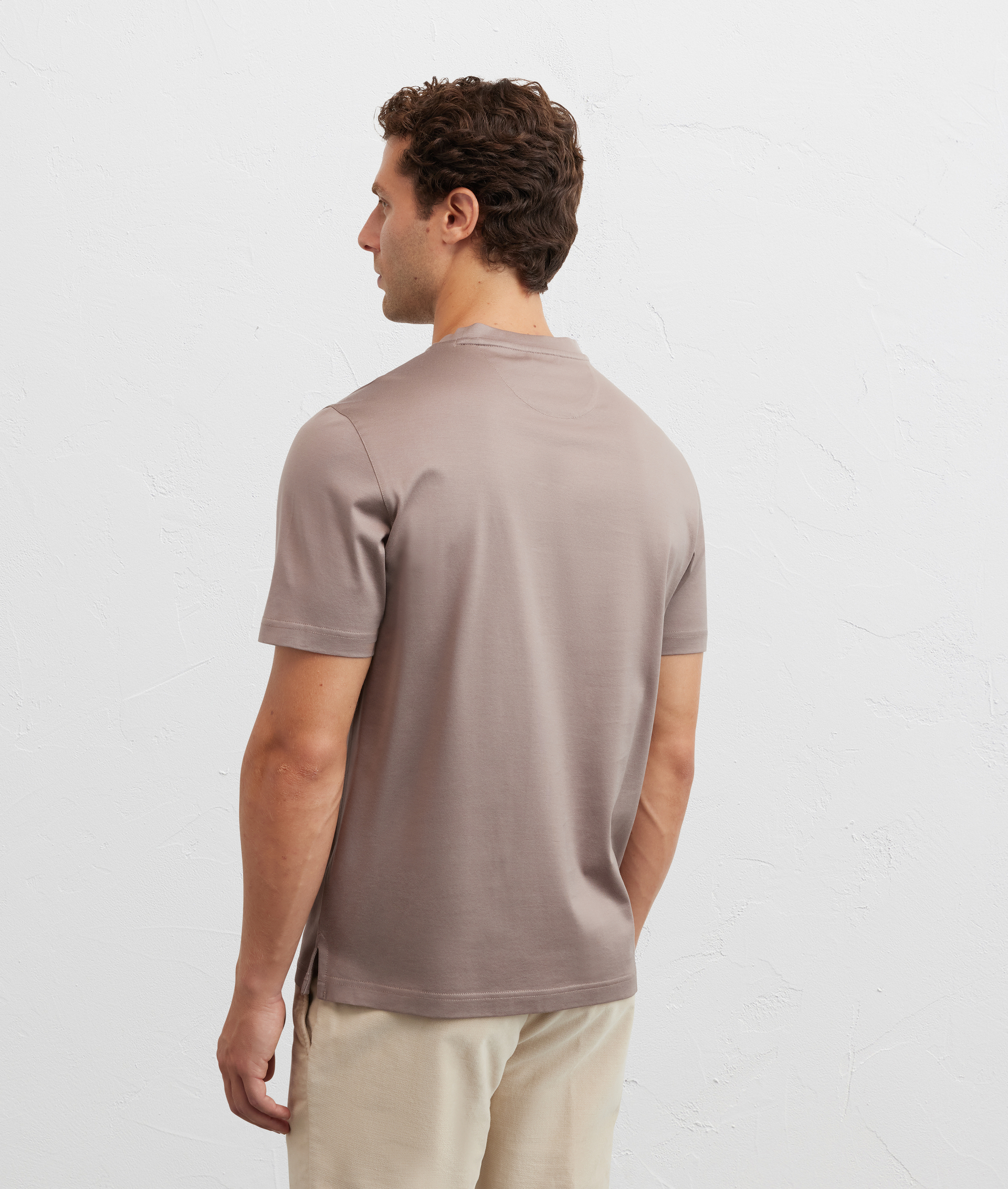 t-shirt in cotone mercerizzato regular fit marrone chiaro - Pal Zileri | Official Website