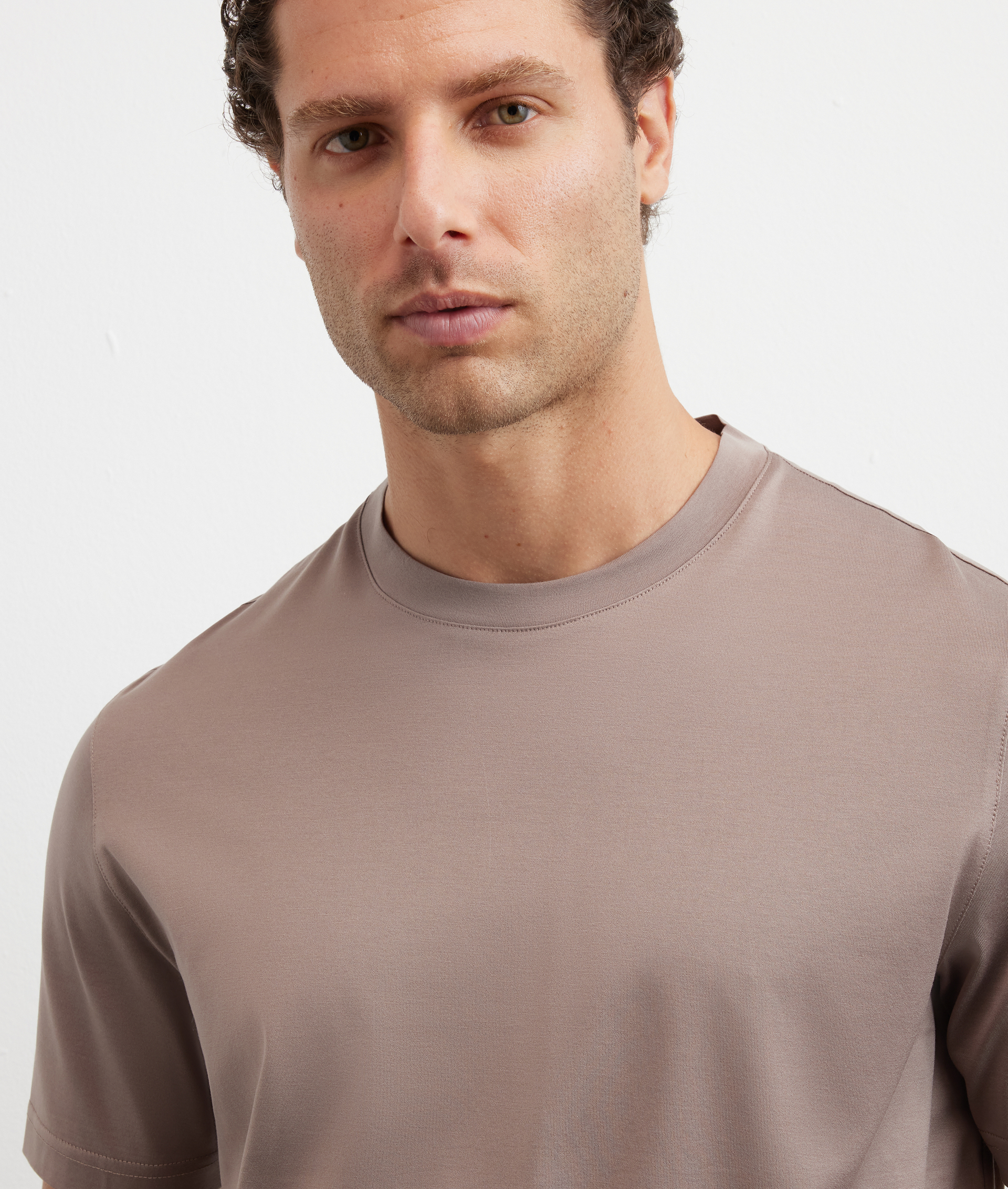 t-shirt in cotone mercerizzato regular fit marrone chiaro - Pal Zileri | Official Website