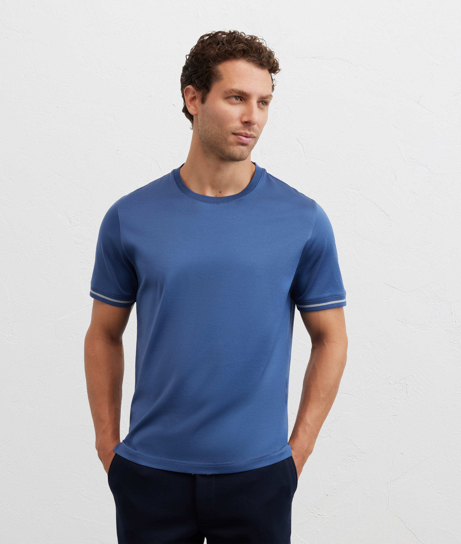 t-shirt in cotone mercerizzato regular fit azzurro - Pal Zileri | Official Website