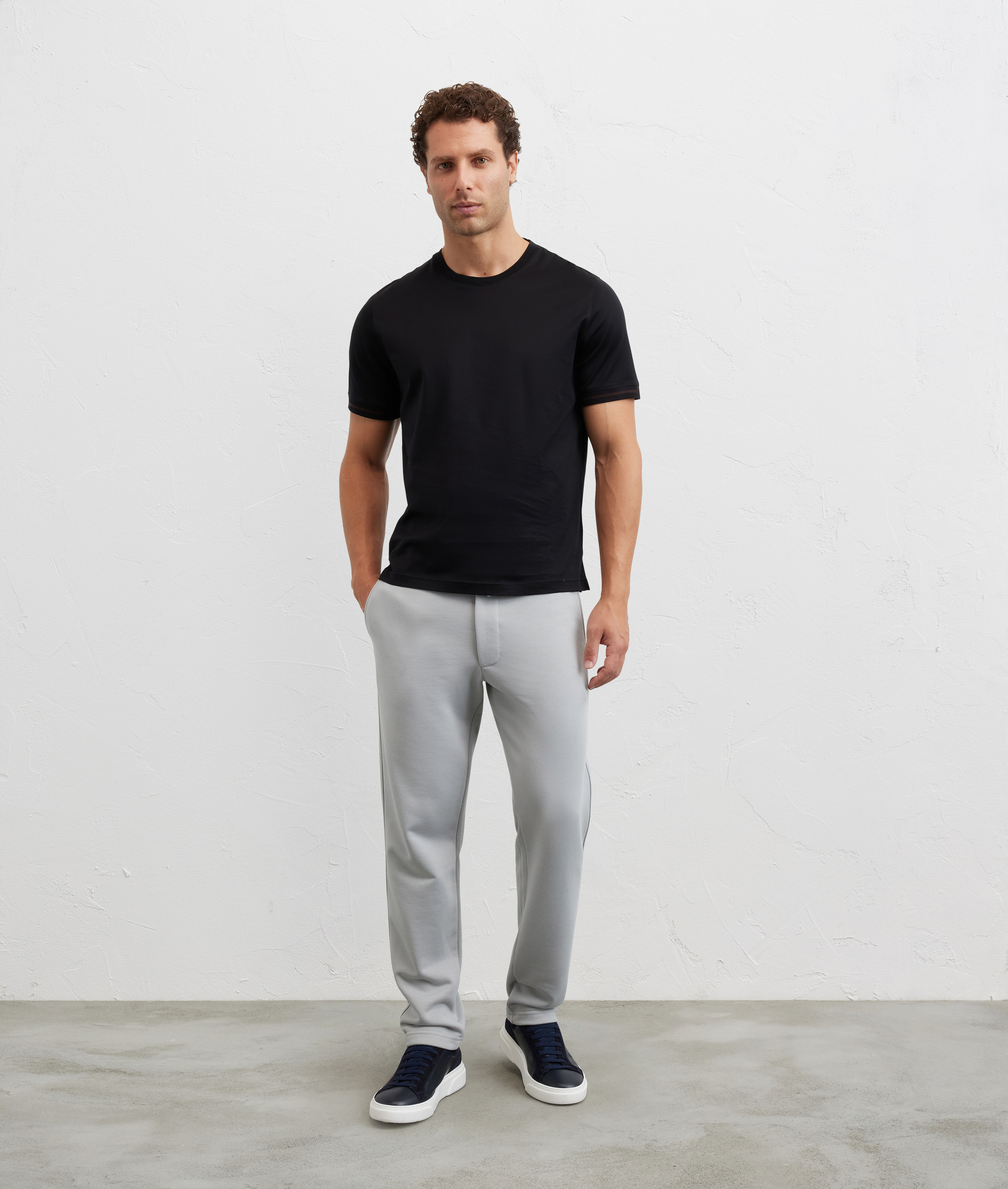 black mercerized cotton regular fit t-shirt - T-Shirts and Polo - Pal Zileri | Official Website