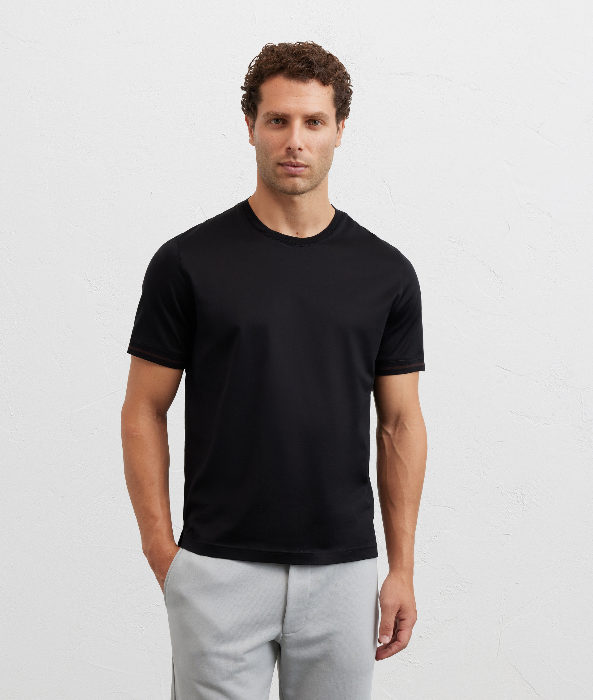 t-shirt in cotone mercerizzato regular fit nero - Pal Zileri | Official Website