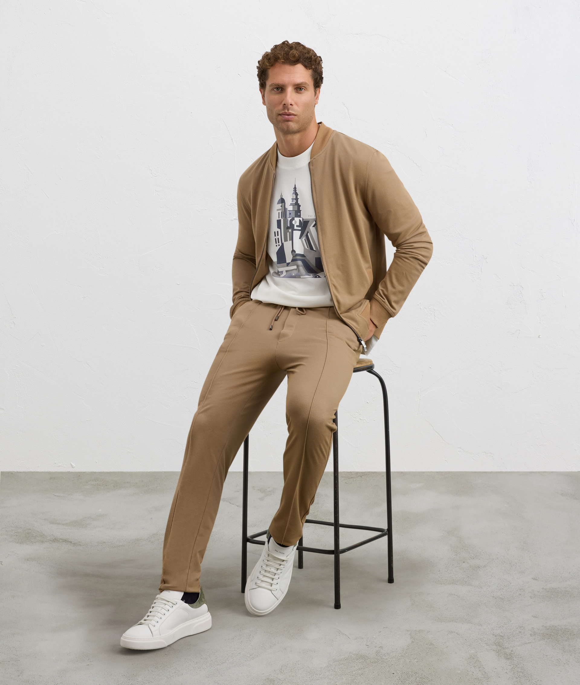 white printed regular fit cotton t-shirt | Pal Zileri