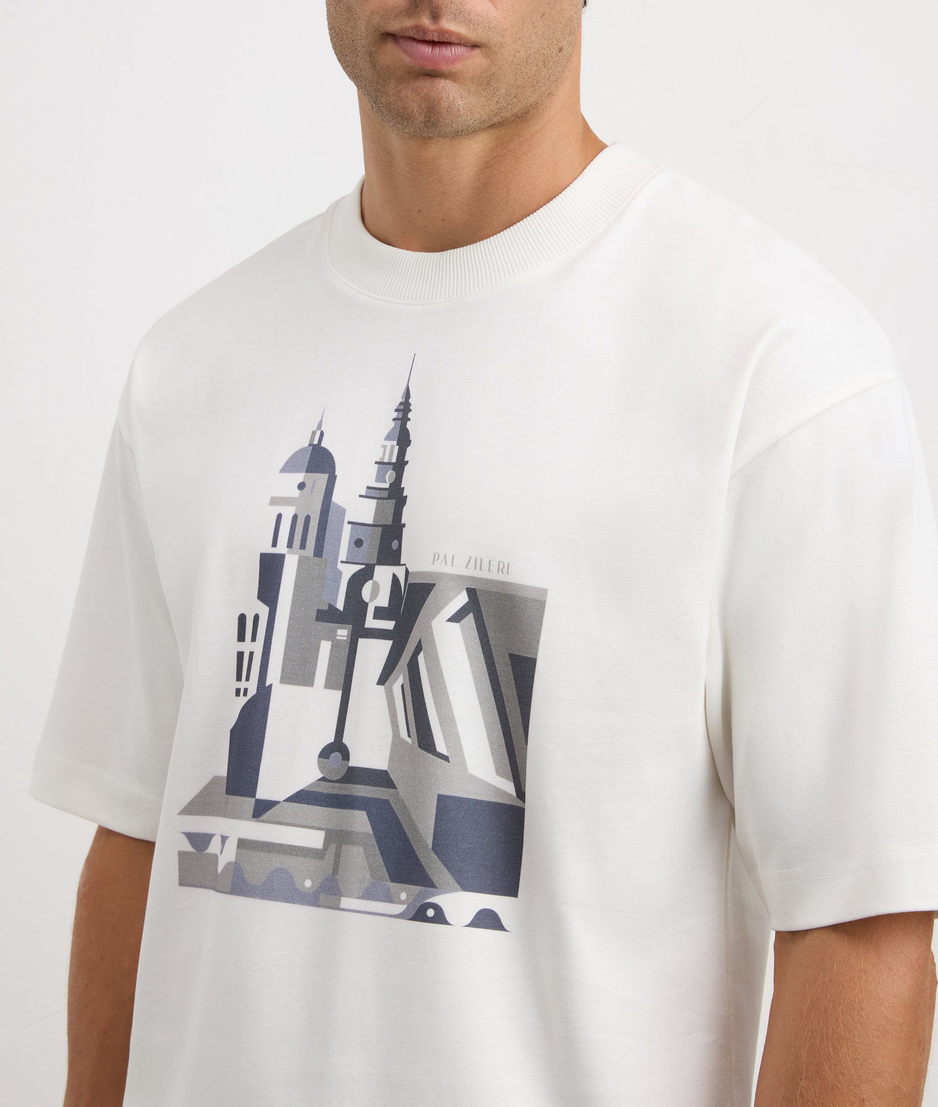 white printed regular fit cotton t-shirt | Pal Zileri