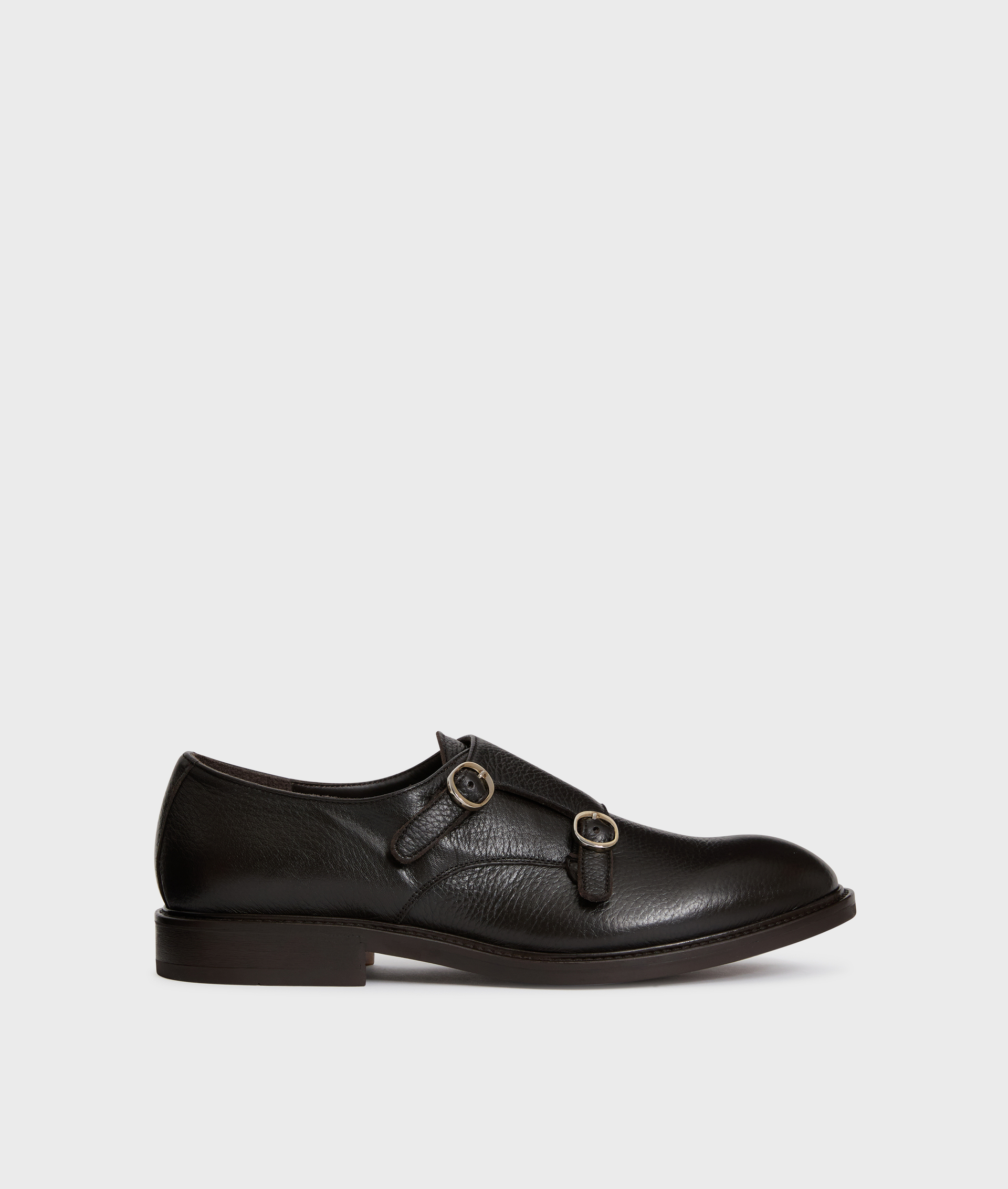 scarpa con doppia fibbia laterale in pelle di cervo marrone scuro - Calzature - Pal Zileri | Official Website