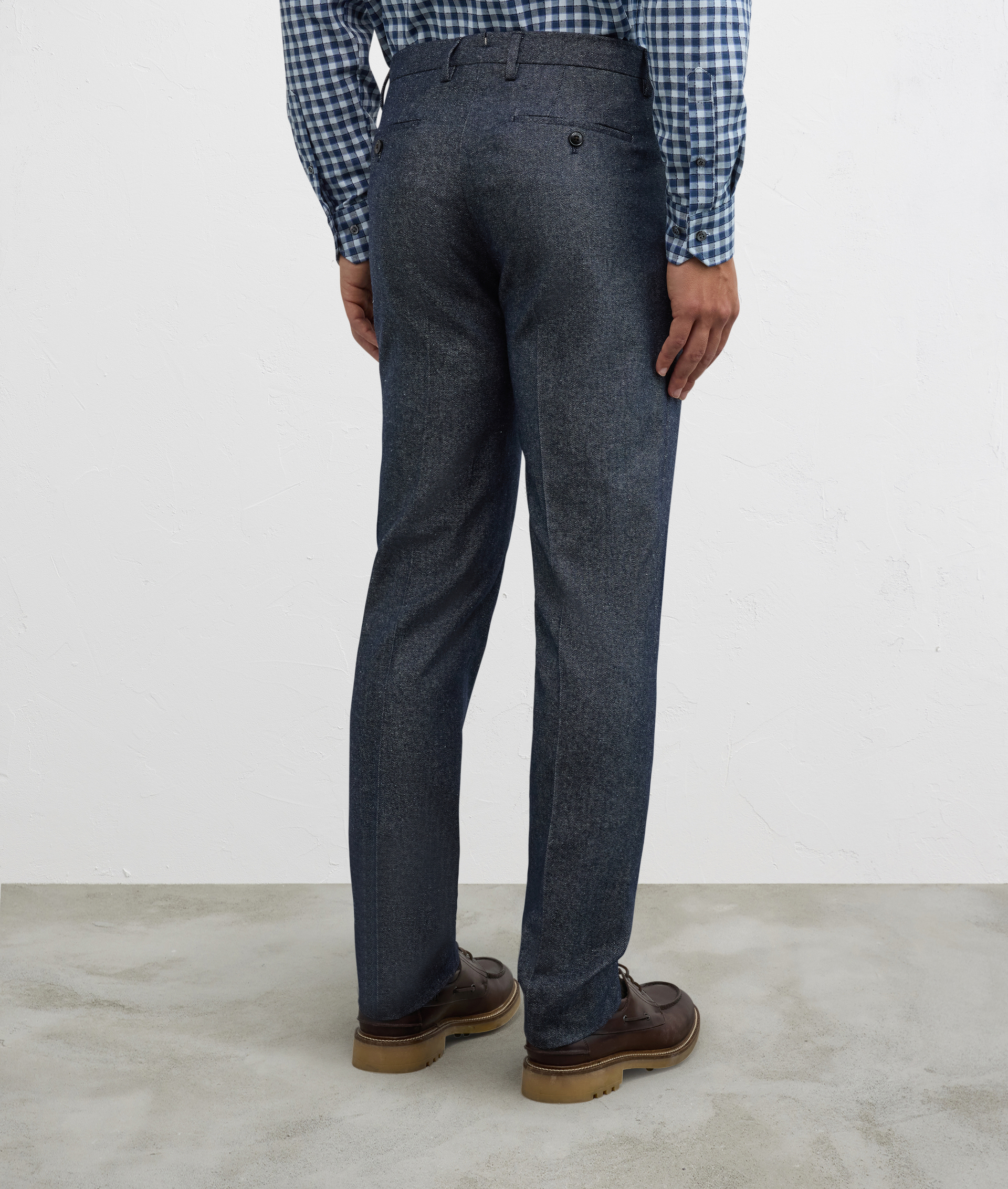 navy blue flat front trousers regular fit in cotton and elastane - Pal Zileri | Official Website