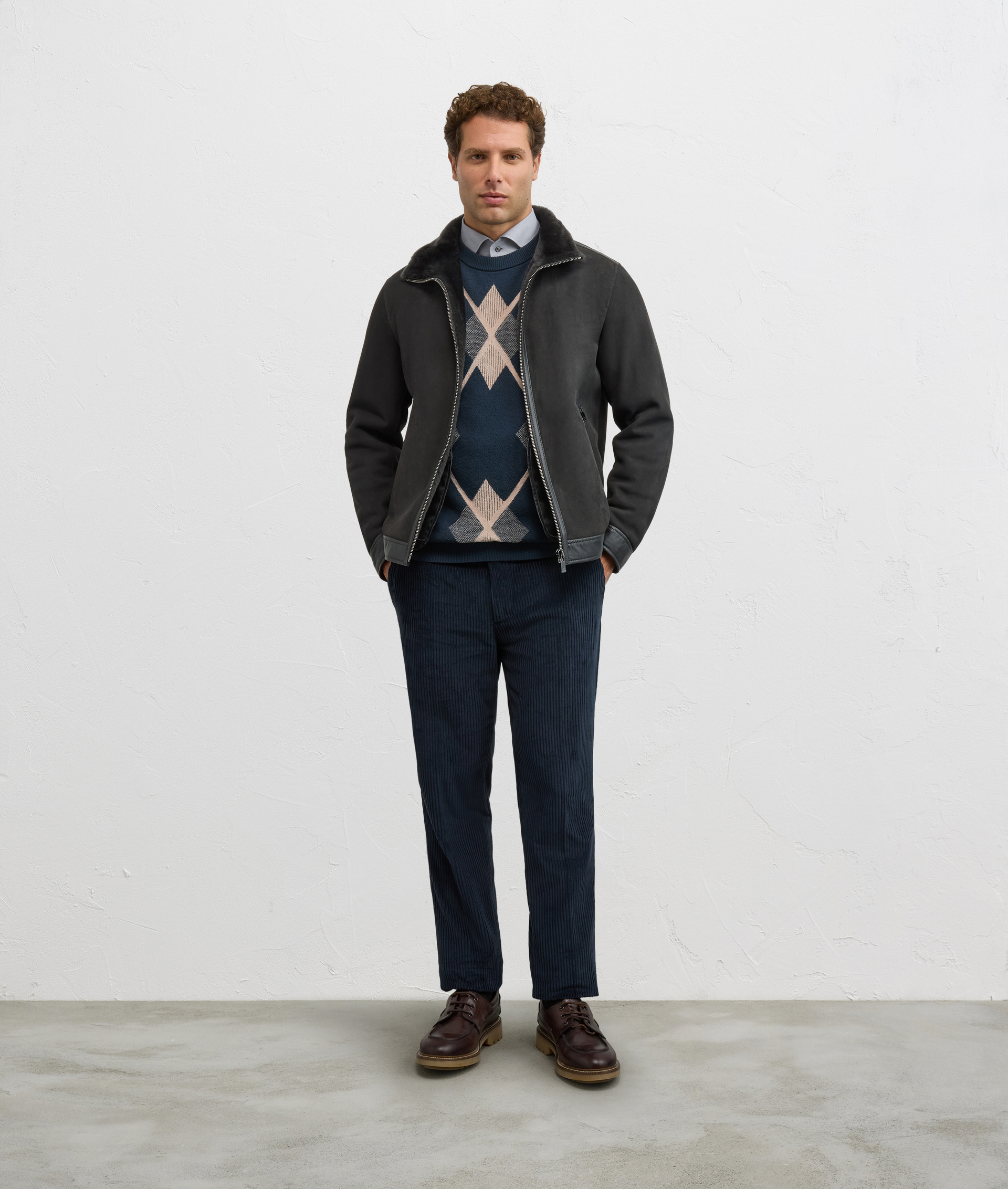 navy blue flat front trousers regular fit in cotton - Trousers - Pal Zileri | Official Website