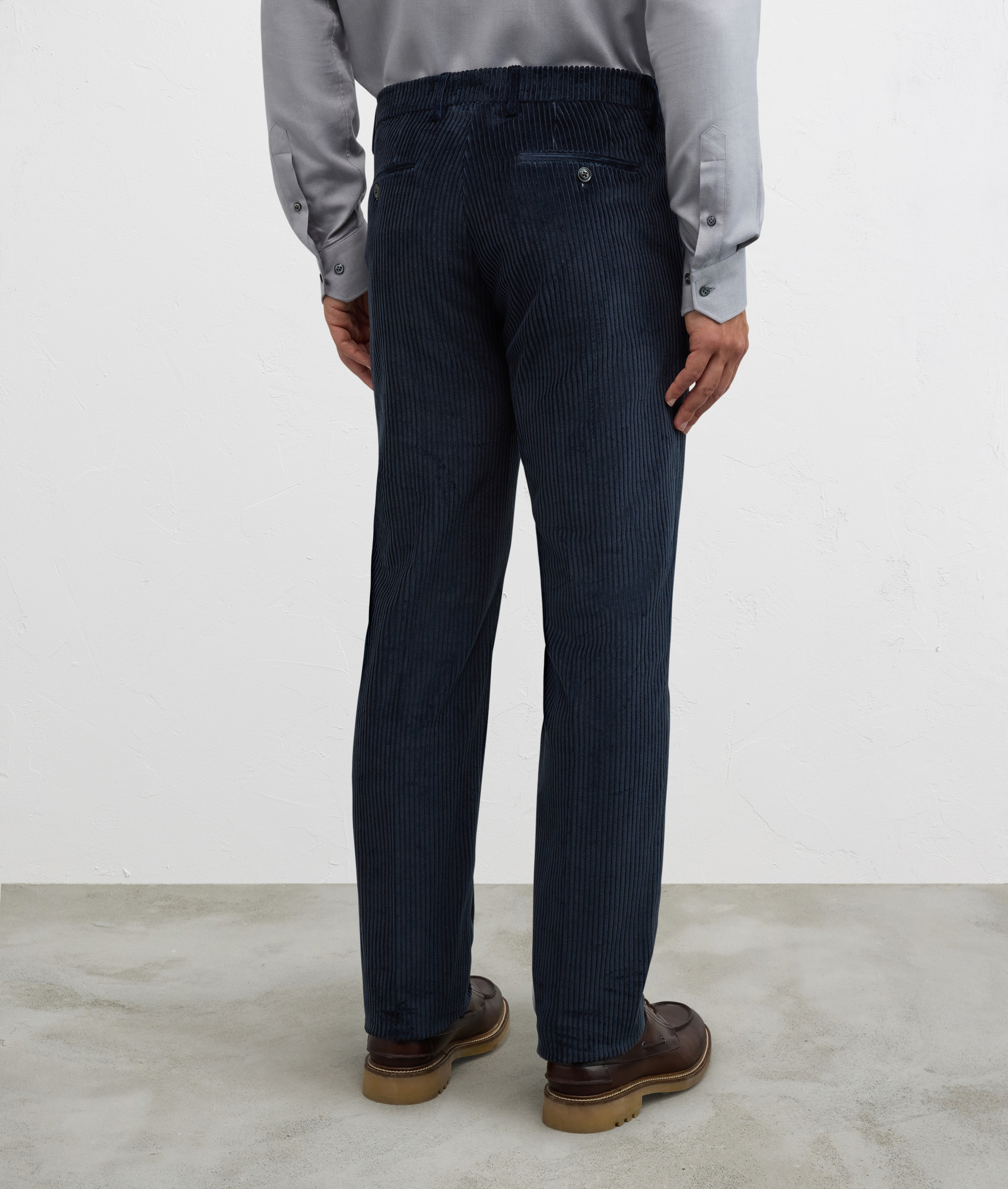 navy blue flat front trousers regular fit in cotton - Pal Zileri | Official Website