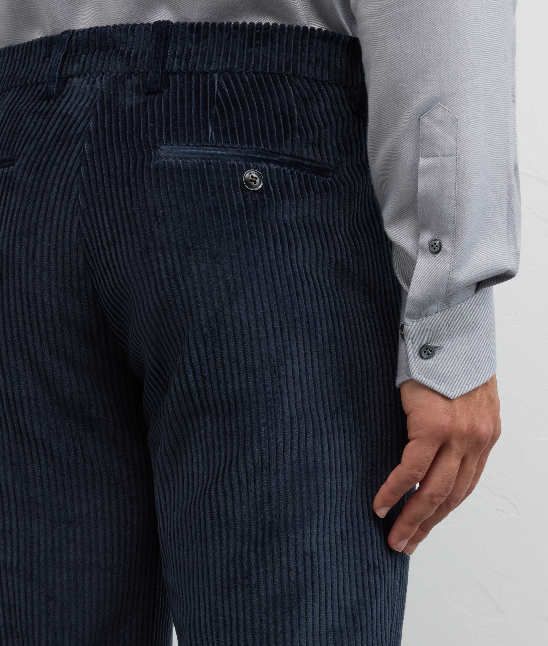 navy blue flat front trousers regular fit in cotton - Pal Zileri | Official Website