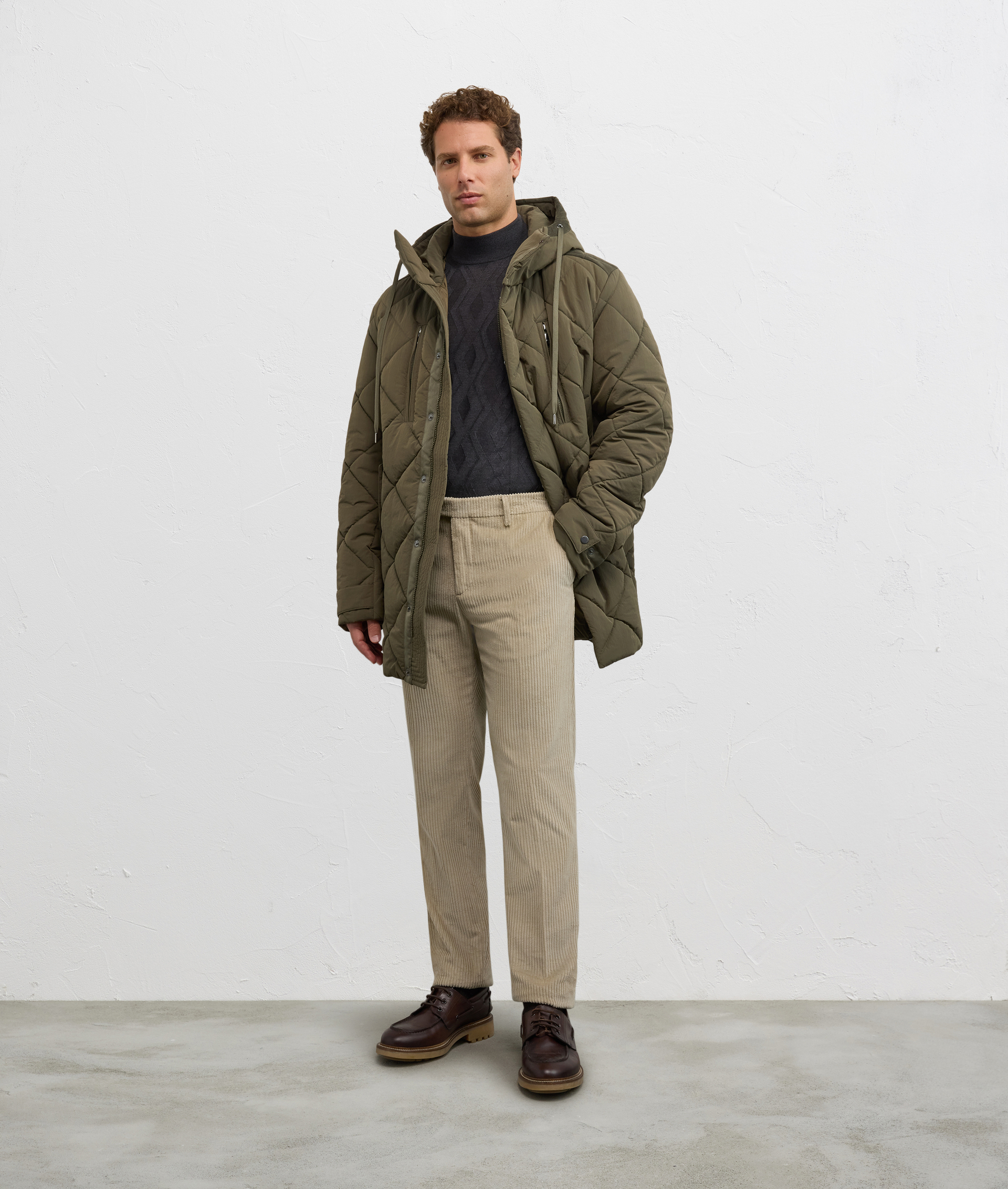 light brown flat front trousers regular fit in cotton - Trousers - Pal Zileri | Official Website