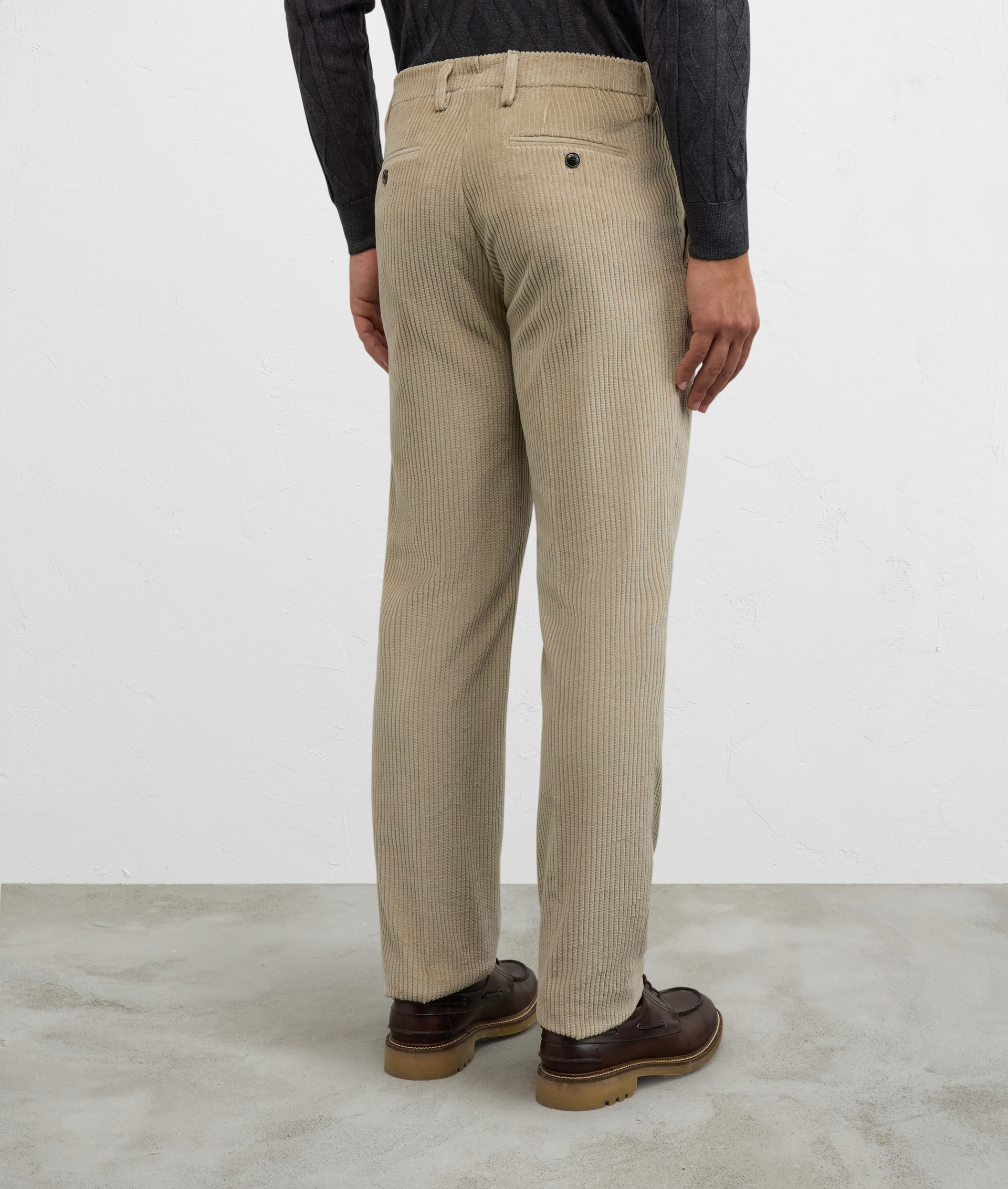light brown flat front trousers regular fit in cotton - Pal Zileri | Official Website