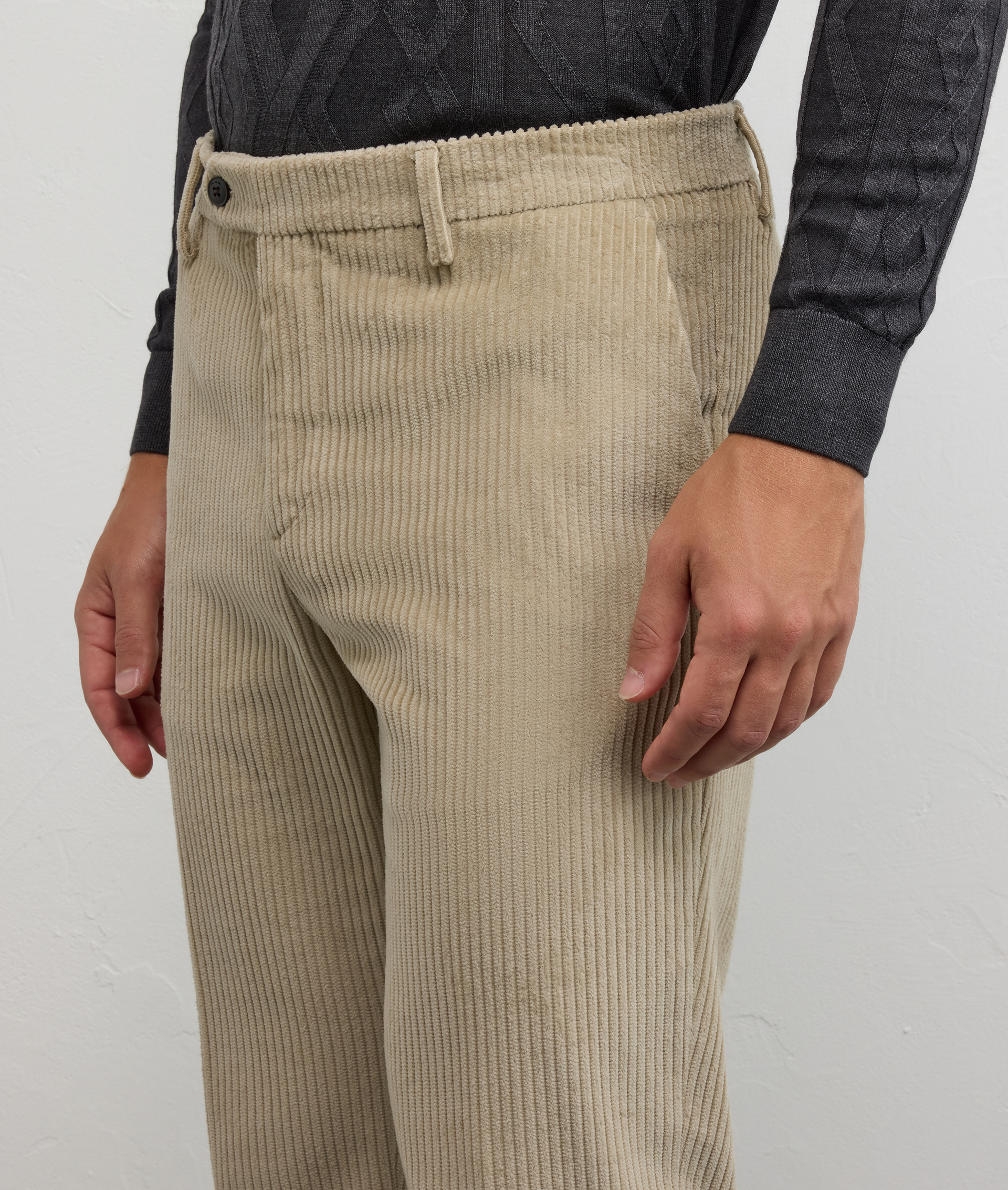 light brown flat front trousers regular fit in cotton - Pal Zileri | Official Website