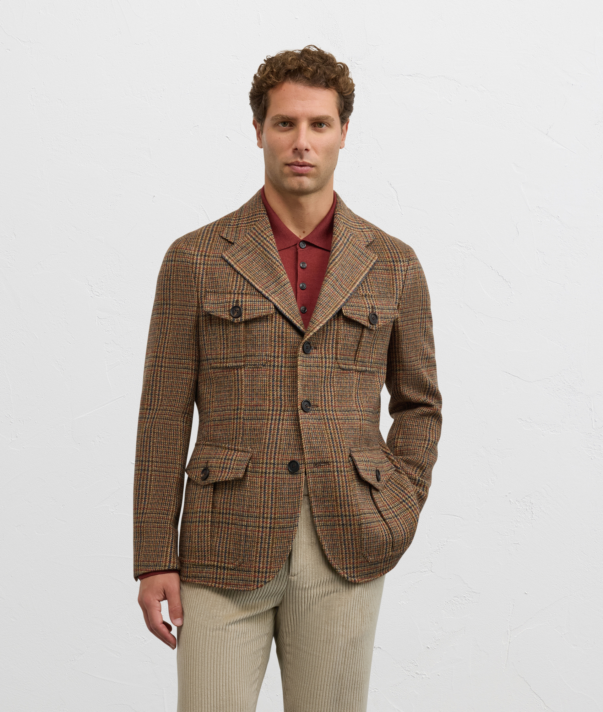 hunting jacket brera regular fit in lana marrone chiaro - Pal Zileri | Official Website