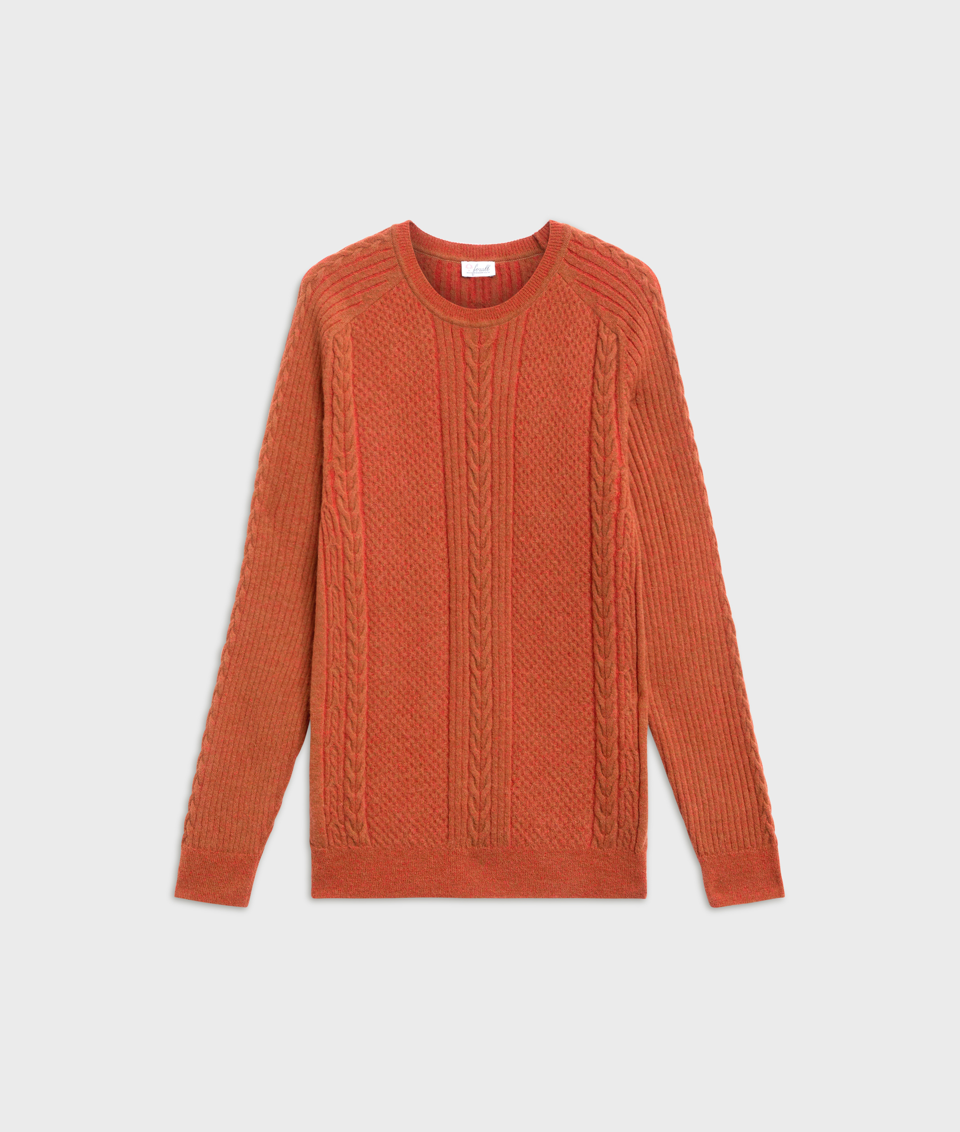 brown nylon and alpaca hammer sleeve crewneck sweater regular fit | Pal Zileri