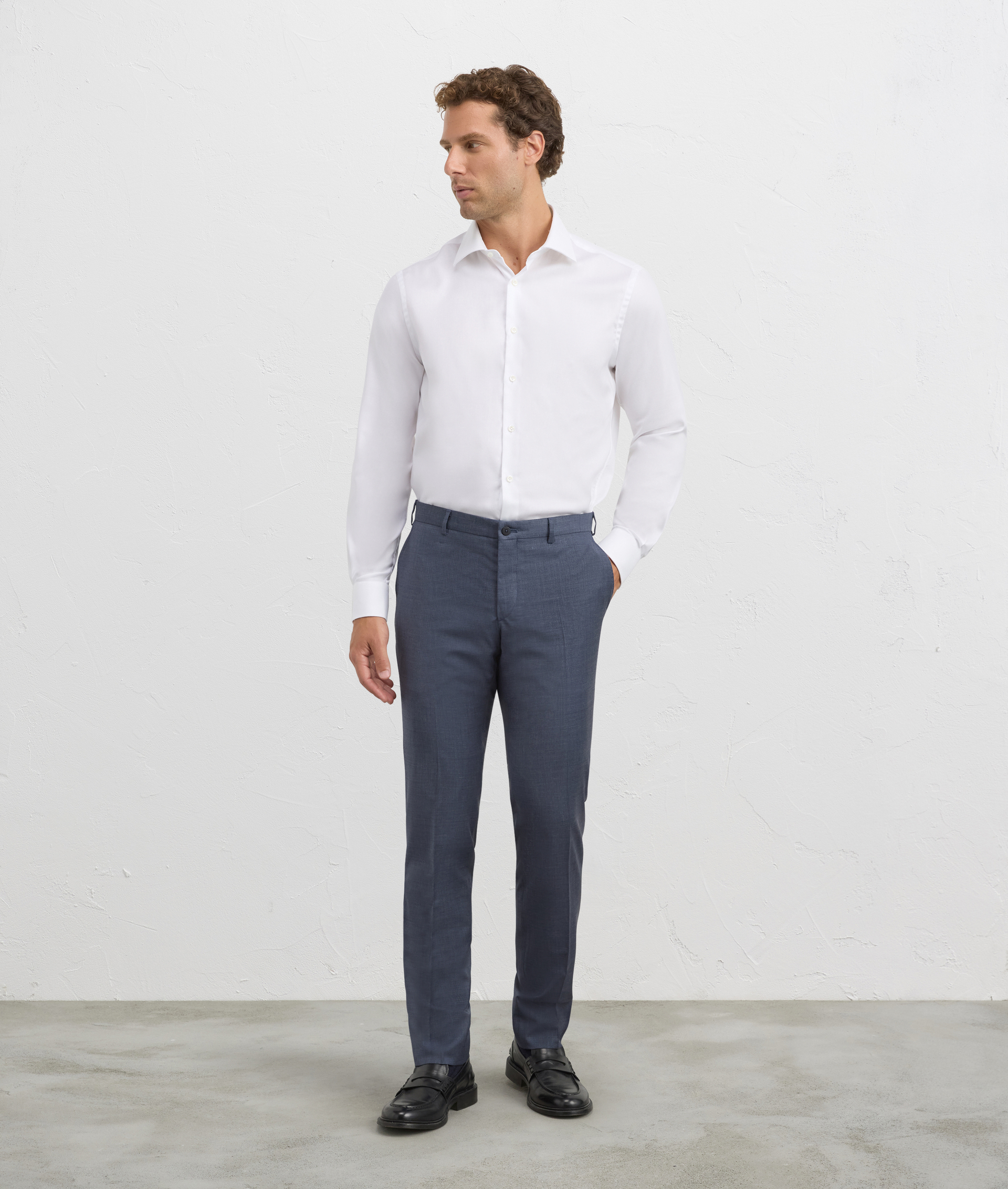 blue wool trousers without pleats slim fit | Pal Zileri