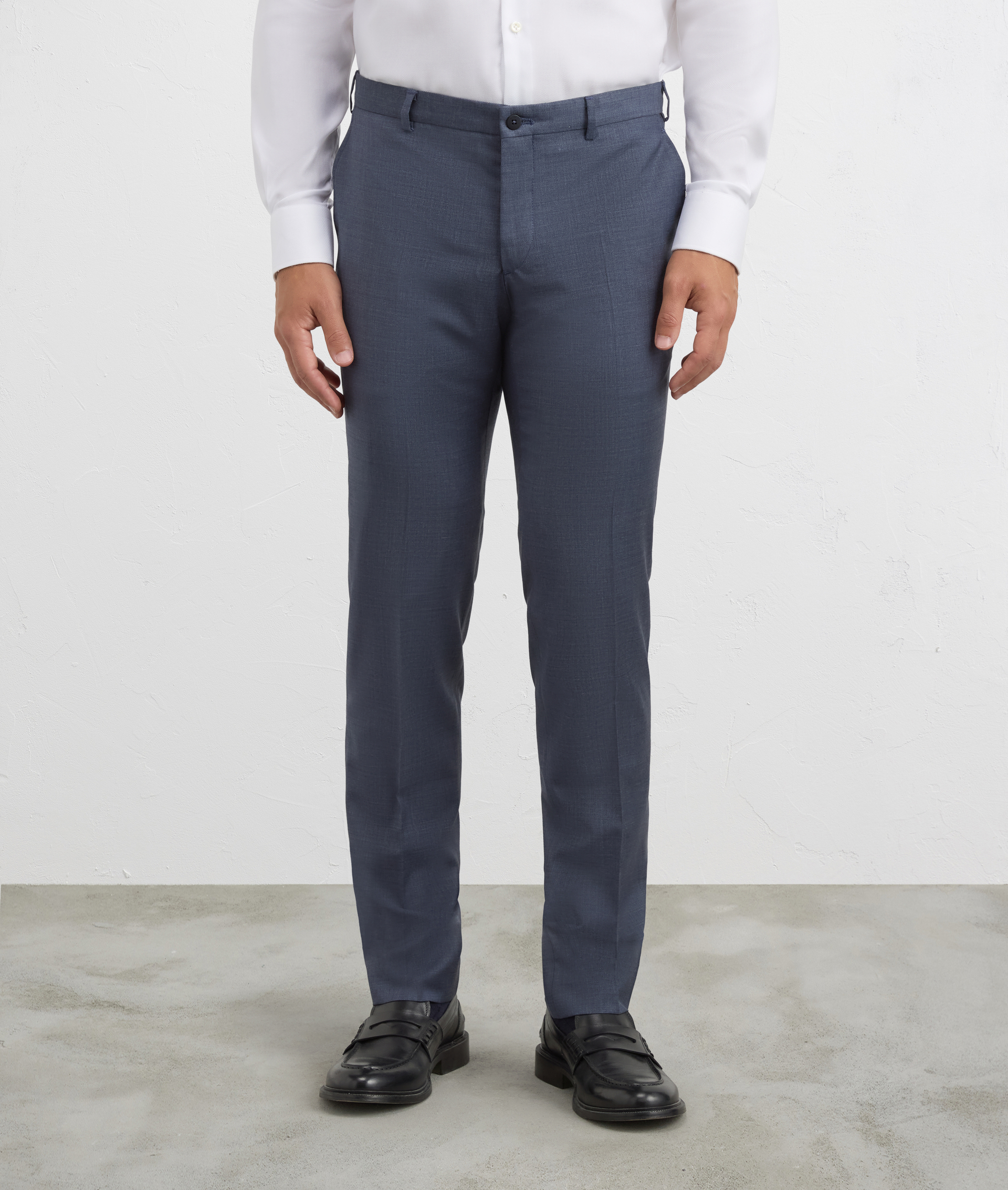 pantaloni senza pieghe slim fit in lana blu | Pal Zileri