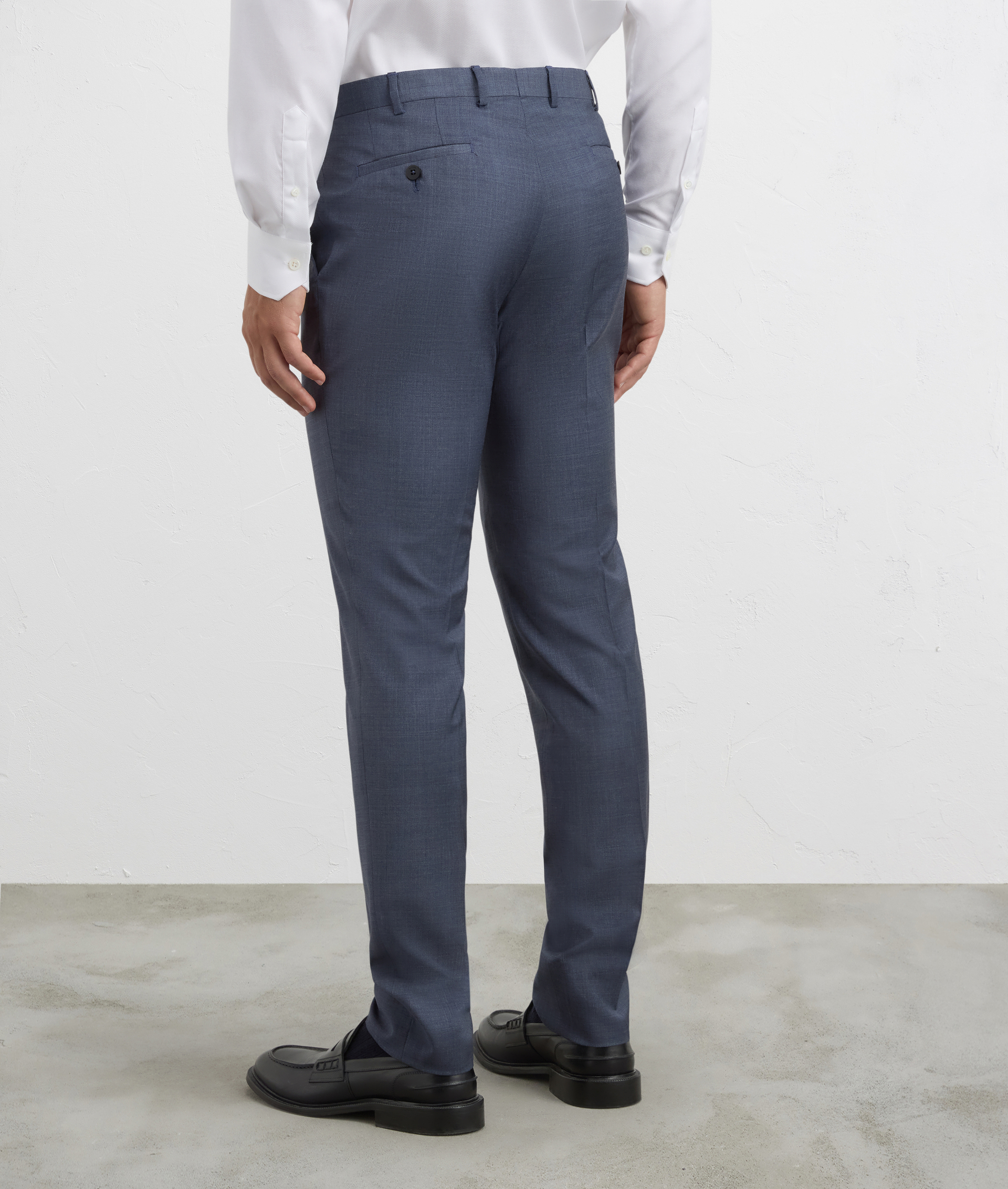 pantaloni senza pieghe slim fit in lana blu | Pal Zileri