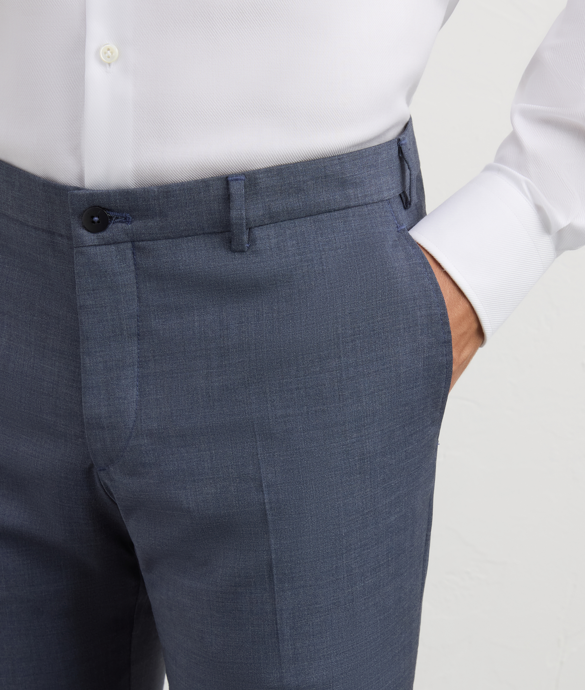 pantaloni senza pieghe slim fit in lana blu | Pal Zileri