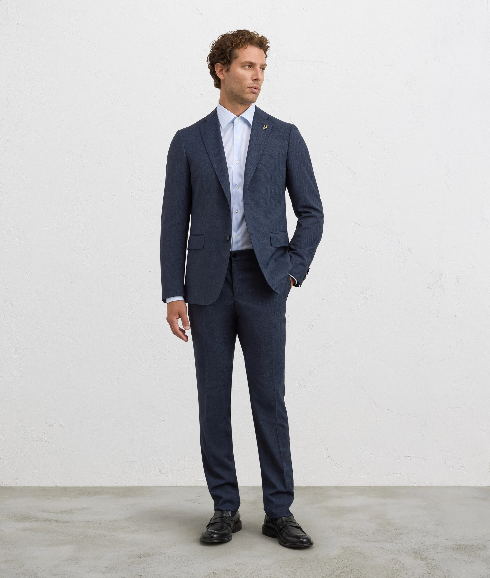 navy blue lord line suit regular fit in elastane and nylon | Pal Zileri