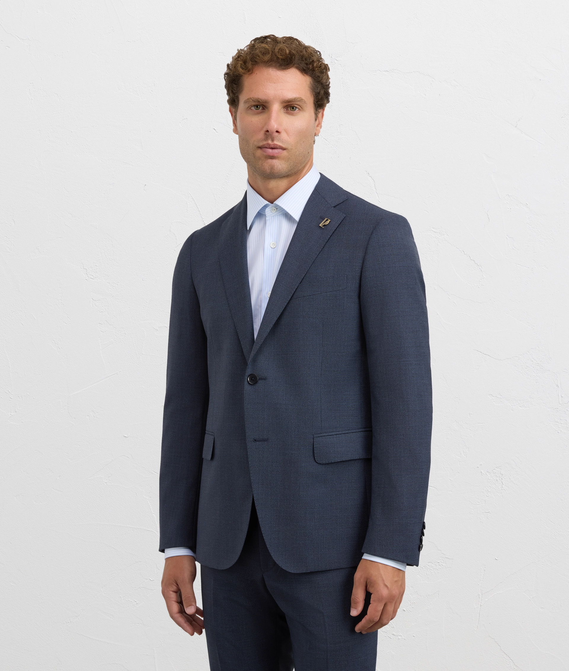 navy blue lord line suit regular fit in elastane and nylon | Pal Zileri