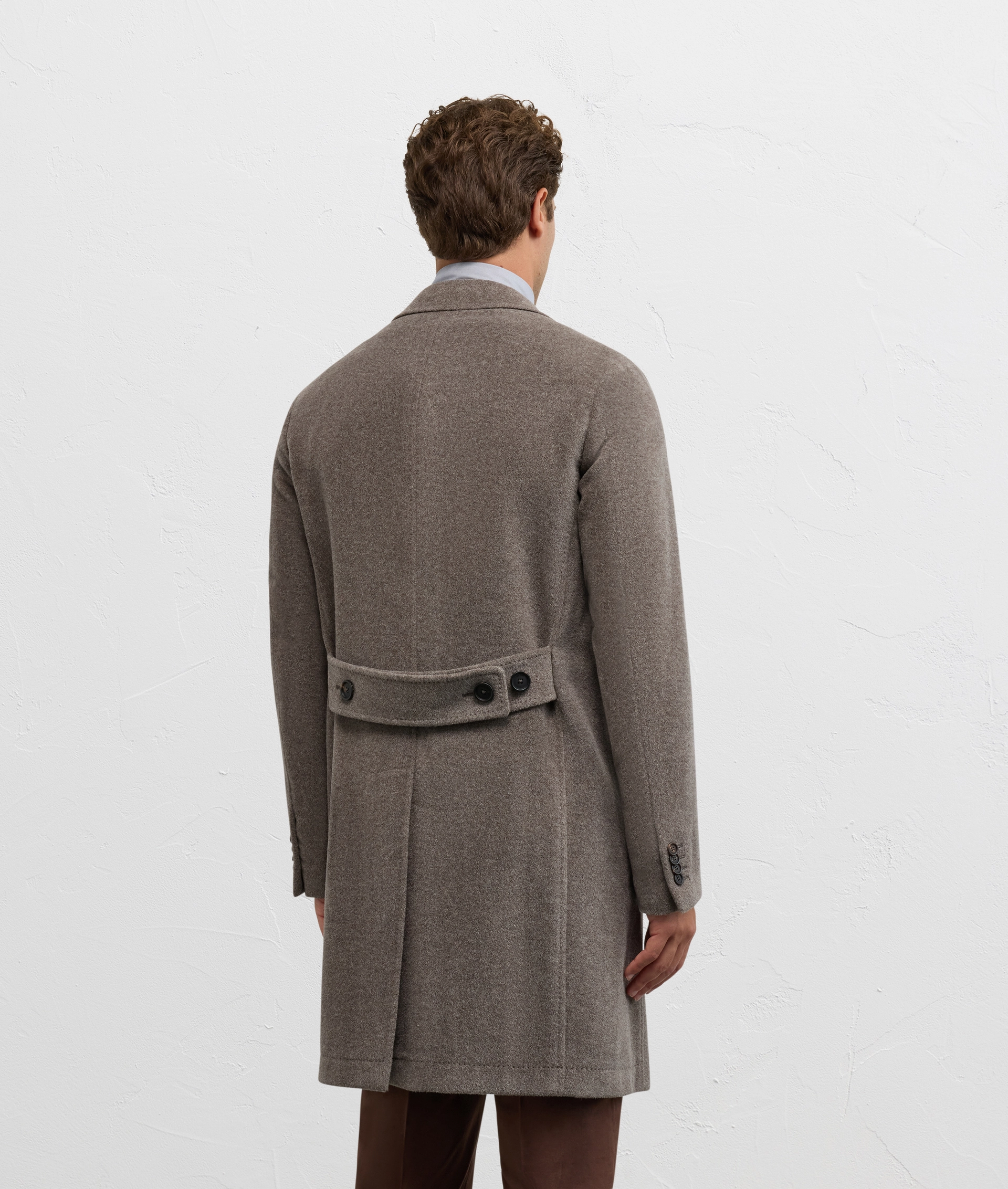 brown single breasted coat slim fit in alpaca and wool - Pal Zileri | Official Website