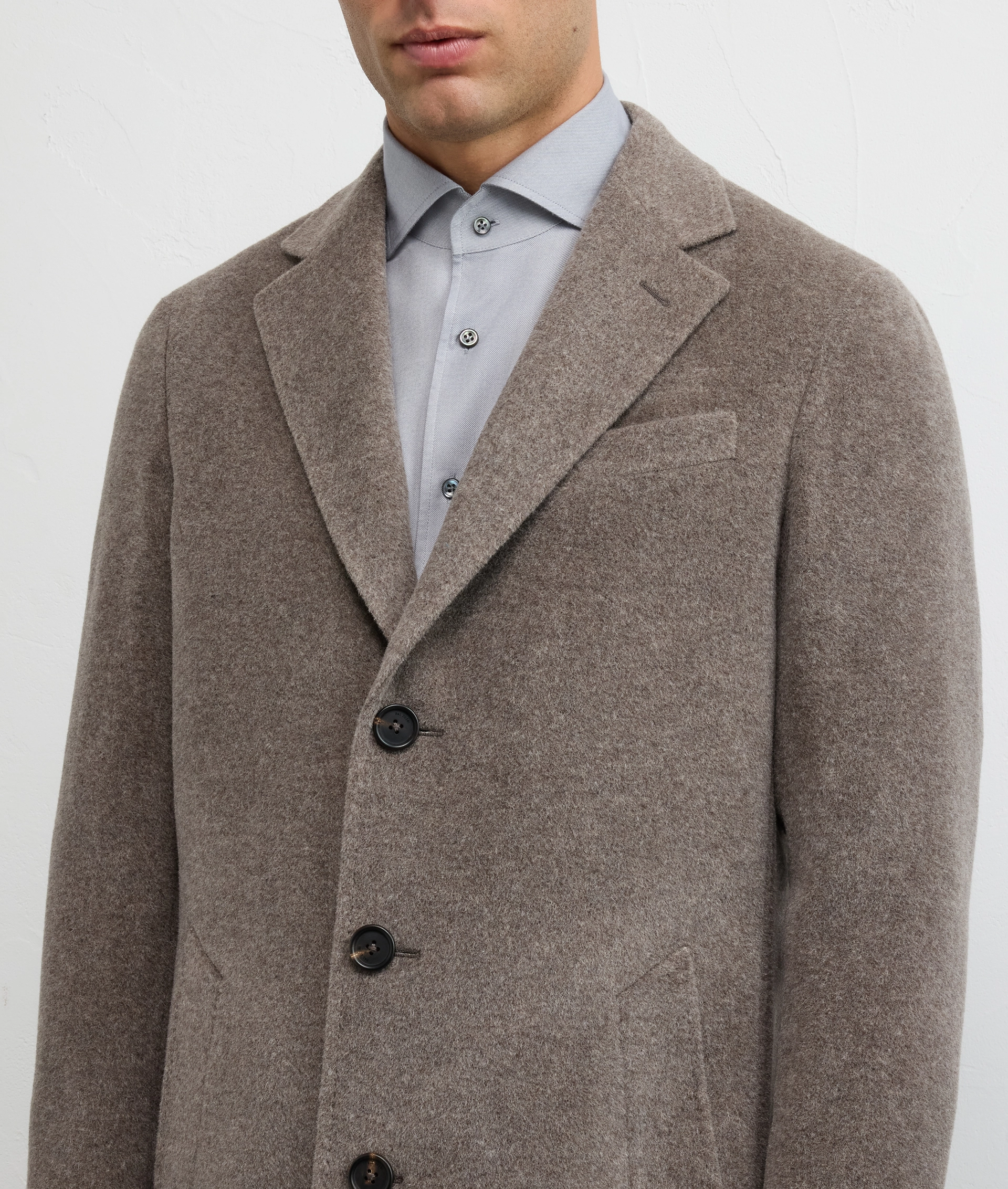 brown single breasted coat slim fit in alpaca and wool - Pal Zileri | Official Website
