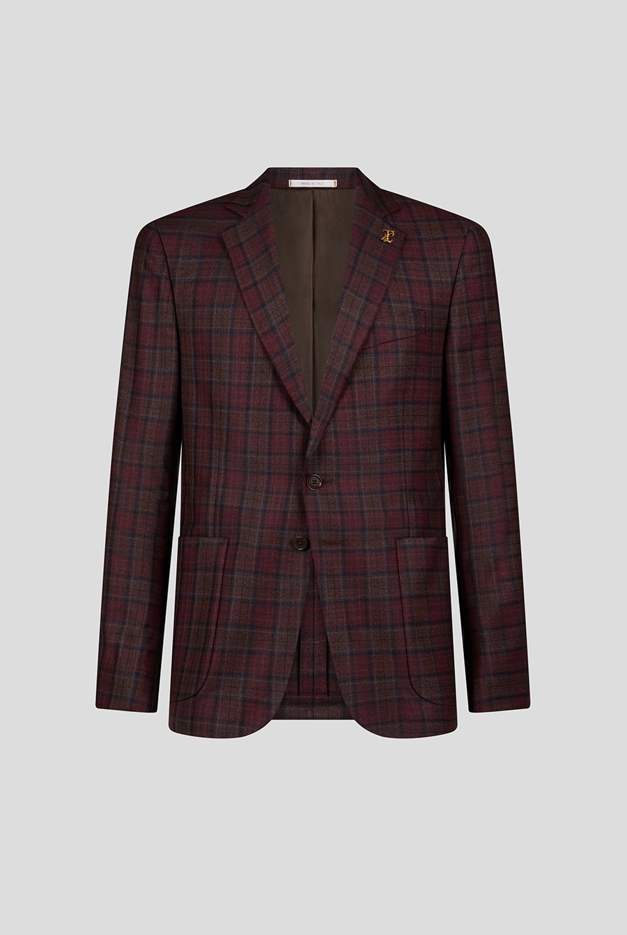 Pure wool blazer from the Brera linea with a macro-check motif in bordeaux, blue, and brown | Pal Zileri