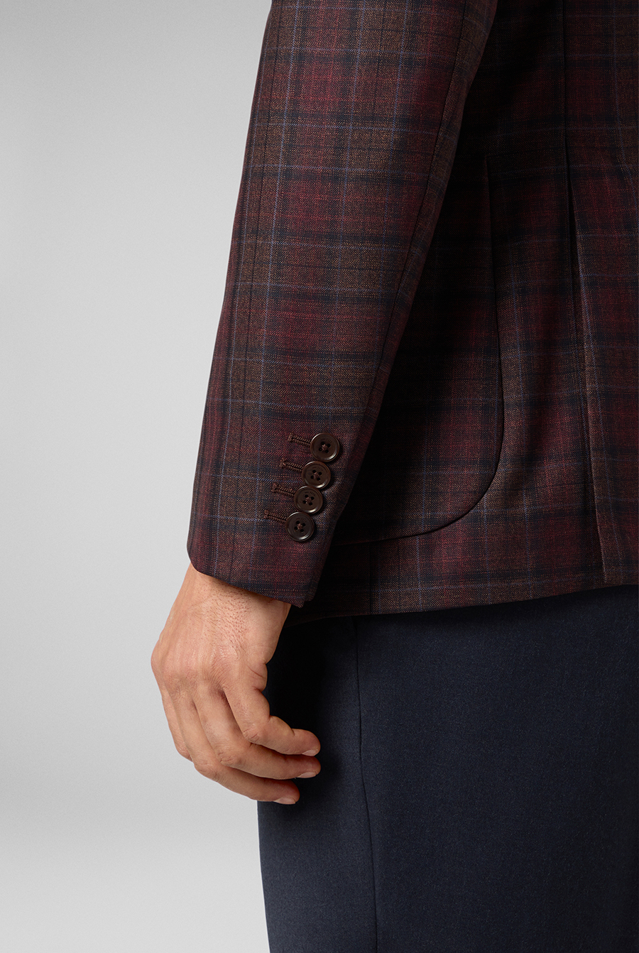 Pure wool blazer from the Brera linea with a macro-check motif in bordeaux, blue, and brown | Pal Zileri